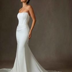 Vestido de novia AZAZIE nuevo talla 10 – sirena strapless con cola, nunca usado