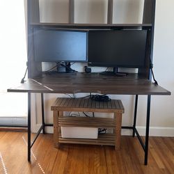 Work From Home Folding Desk & Shelf Decor
