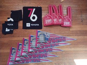 SIXERS!! 4 Rally Towels 4 Foam Fingers 5 Relic Pennants