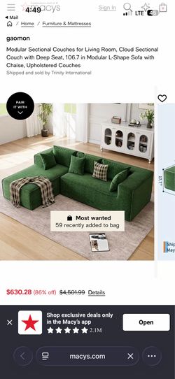 Gaomon Modular Cloud L-Shape Couch