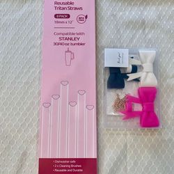 Brand New - Stanley Cup Heart Straws and Bow Accessories Bundle