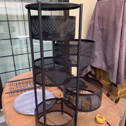 Brand new!Rotating Storage Rack with Wheels, 5-Tier Black Fruit And Vegetable Organizer, Mobile Utility Cart for Kitchen/Bathroom/Living Room, Perfect