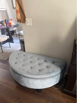 Ottoman with storage, light blue