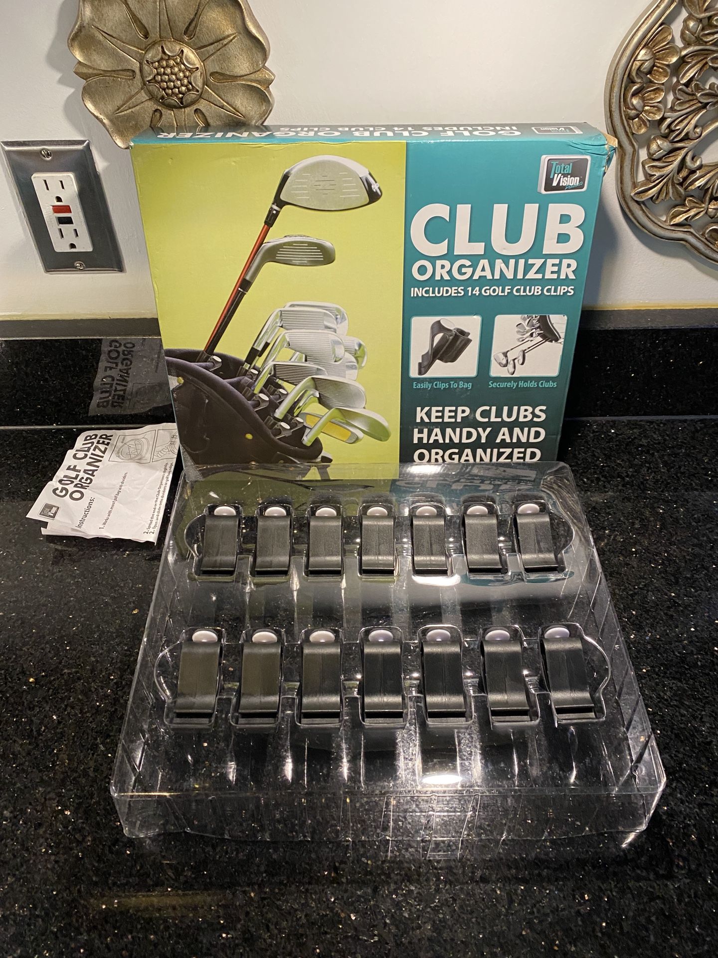 14 Golf Club Organizer Clips Size 2¾", 1½", 1" Clips To Bag Securely Holds Clubs