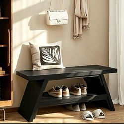 2-Tier Shoe Storage Benc... 2-Tier Shoe Storage Bench, 40" Narrow Entryway Stool with Do...