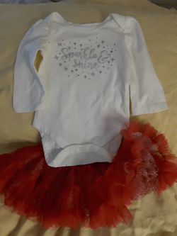 NB white onesie shirt comes with red NB tutu