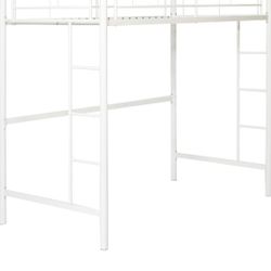 Walker Edison Timothee Urban Industrial Metal Twin over Loft Bunk Bed, Twin Size, White