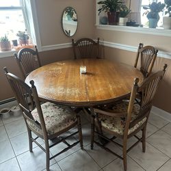 Vintage Ethan Allen Country French Dining Table And Chairs