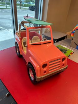 Our generation american girl dollspink Jeep Bluetooth with surfboard