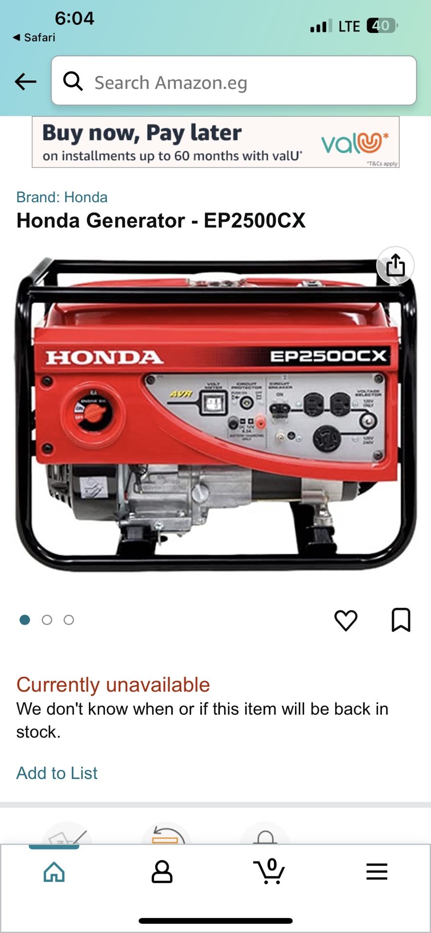 Ep2500CX Honda generator works and runs!
