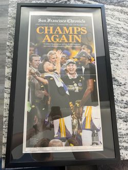 2017 Warriors NBA champ framed newspaper