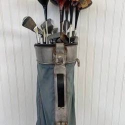 Vintage Golf Clubs And Bag 