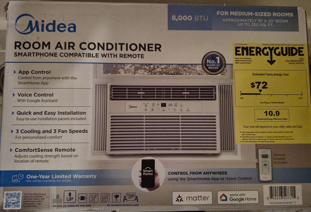 Midea 8000 BTU Window AC Like New $180 Obo