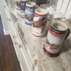 Budweiser Beer Stein Collection  / 5 Steins 