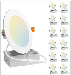 LED Recessed Lights 5 Inch Canless Ceiling Lighting Dimmable Wafer Downlights 12 Pack