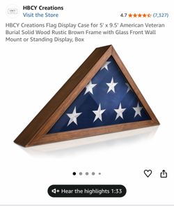 HBCY Creations Flag Display Case. 5' x 9.5'. It has a small scratch.