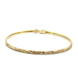Child’s Little Girls Baby 10k Yellow Gold Diamond Cut Locking Bangle Bracelet GP3126781