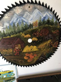 Folk Art Mill Saw Blade Hand Painter