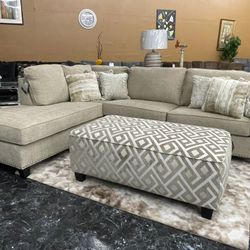 Beige Sectional with Accent Pillows