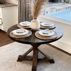 AVAILABLE NOW! Custom Built Dining Table Solid wood Farmhouse Set Modern Rustic Bench Country Oval Round Counter Breakfast Height  Farm House 