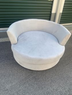 Round Barrel Swivel Chair Light Gray