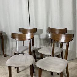 MCM Upholstered Walnut Dining Chairs (4)