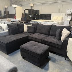 2pc Black Harmony Sectional w/ FREE Ottoman