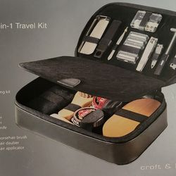 Croft & Barrow 3-in-1 Travel Kit With Leather Case. No Box. NEW
