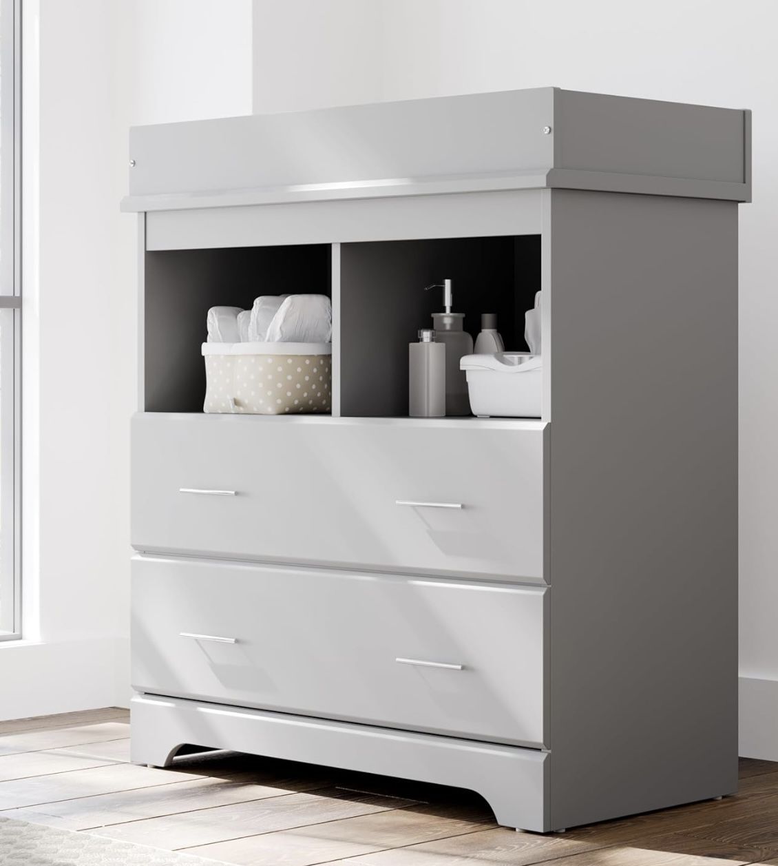 Modern Gray Changing Table Dresser Excellent Condition!