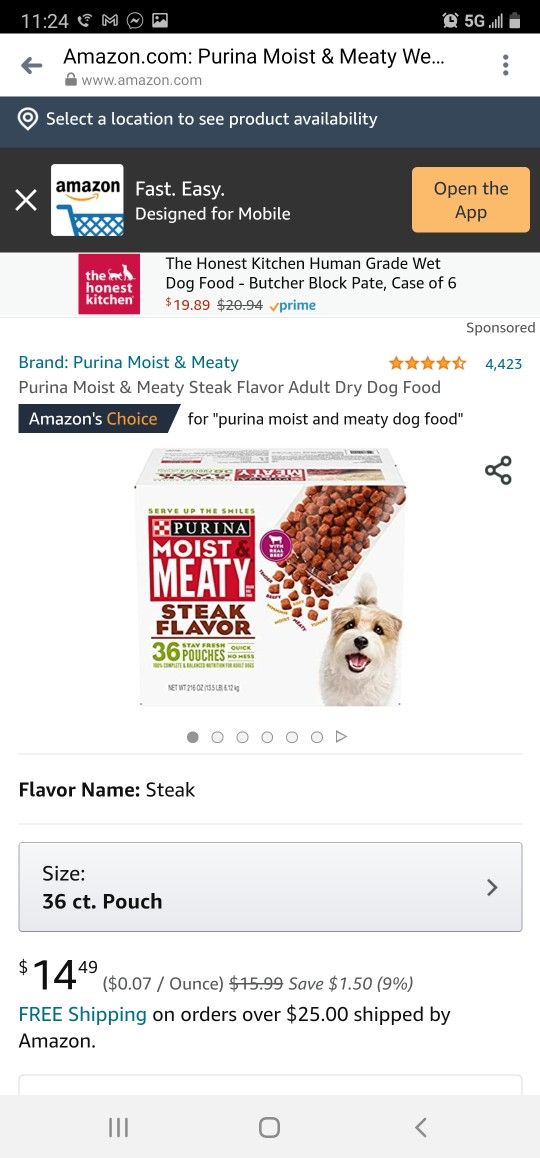 Purina Moist & Meaty Steak Flavor Adult Dry Dog Food