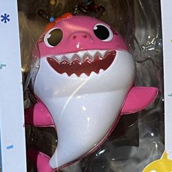 Kurt S. Adler 4” pink Mommy BABY SHARK Christmas Ornament with Reindeer Antlers