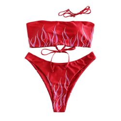 Zaful Y2K Flame Bikini Set