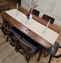 Vincent Dining Table set ( 6 Chairs) , Walnut