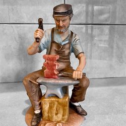 Capodimonte Porcelain Figurine Blacksmith Signed A. Benni 9" Tall