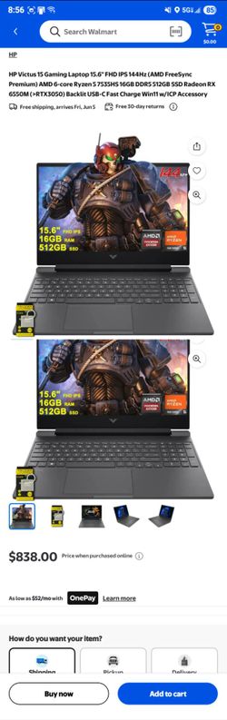 HP Victus 15.6" AMD Ryzen 5 7535HS Gaming Laptop.