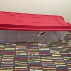 Sterilite Plastic 200 QT Storage Container with Lid, Red