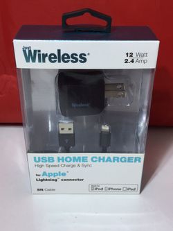 BRAND NEW IN BOX Just Wireless USB HOME CHARGER For Apple Lightning Connector