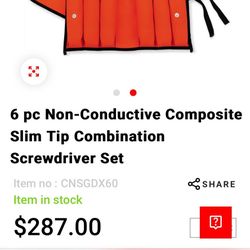 Snap On 6 pc Non-Conductive Composite Slim Tip Combination Screwdriver Set