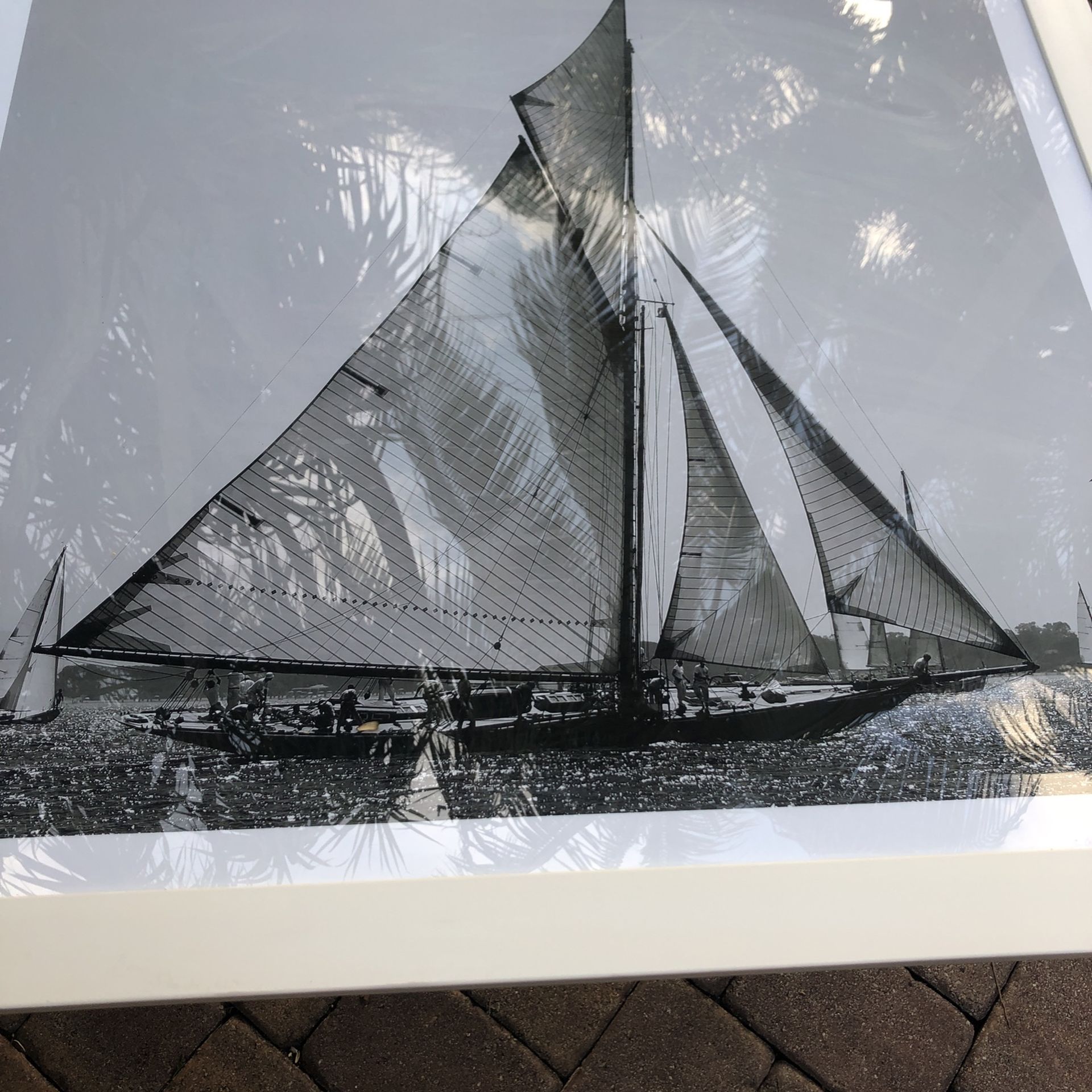 Photo Of Sailing Ship. 36” X36” Framed