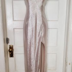 Aidan Mattox Sparkly Silver Gown