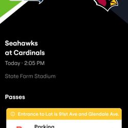 1 Arizona Cardinals Vs Seattle Seahawks Yellow Parking Pass
