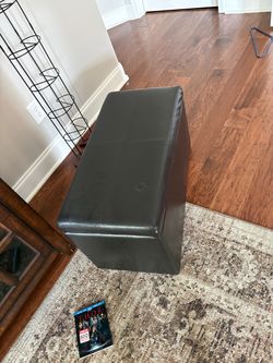 Dark Brown Faux Leather Storage Ottoman