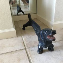 Solid metal vintage dachshund doorstop