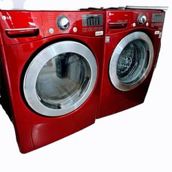 Washer And Dryer Set LG Front Load Red 