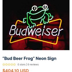 Vintage Budweiser Frog  Neon Light (Super Rare)