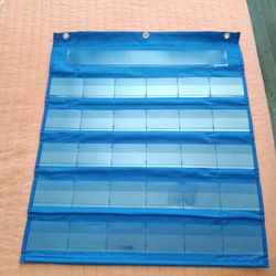 Lakeshore Blue Space -Saver Pocket Chart (22 & 1/2 X 20)(Clear Title Clear Pockets Holder)(3 X 2 Clear Pockets)