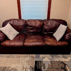 Ashley Italian Leather Sofa & Loveseat Set