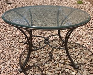 Outside glass top table