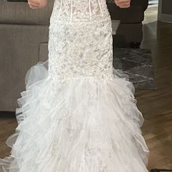Prom dress White/Corset/Long/Tulle/Silver/Gold