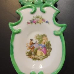 Vintage Limoges Romantic Couple Bone China Spoon Rest Wall Hanging Art